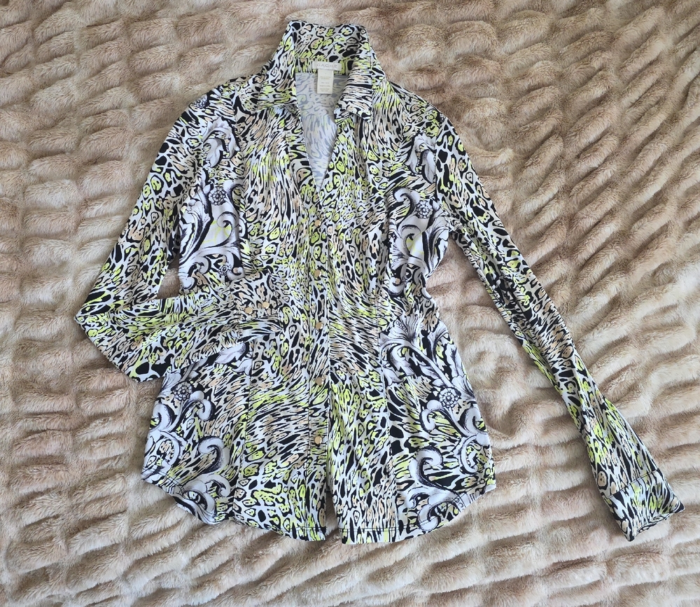 Cache Women's Multicolor Button-Down Shirt - Whit… - image 1